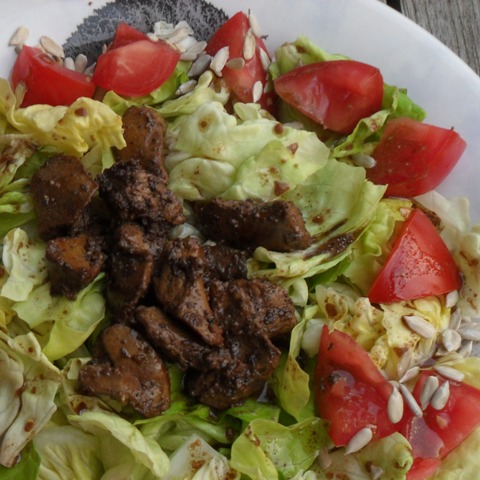 Salade met kippenlevers